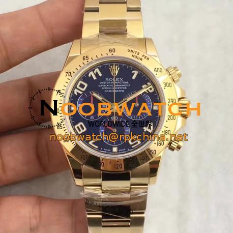 Replica Rolex Daytona Cosmograph 116508 JH Yellow Gold Blue Dial Swiss 4130 Run 6@SEC