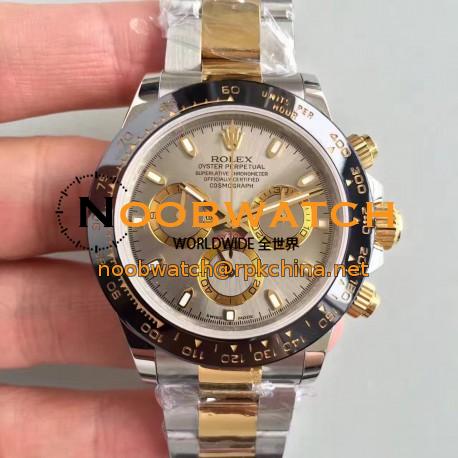 Replica Rolex Daytona Cosmograph 116519LN JH Yellow Gold & Stainless Steel Grey Dial Swiss 4130 Run 6@SEC