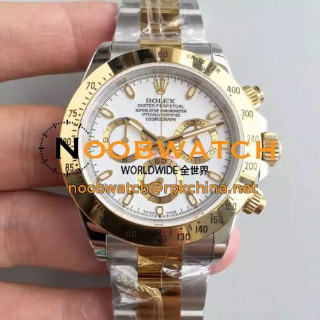 Replica Rolex Daytona Cosmograph 116503 JF Stainless Steel & Yellow Gold White Dial Swiss 7750 Run 6@SEC