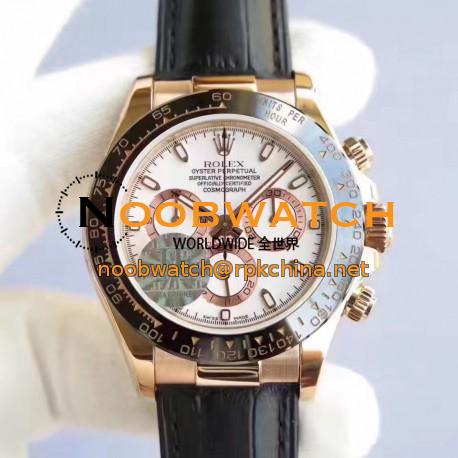 Replica Rolex Daytona Cosmograph 116515LN JF Rose Gold White Dial Swiss 7750 Run 6@SEC
