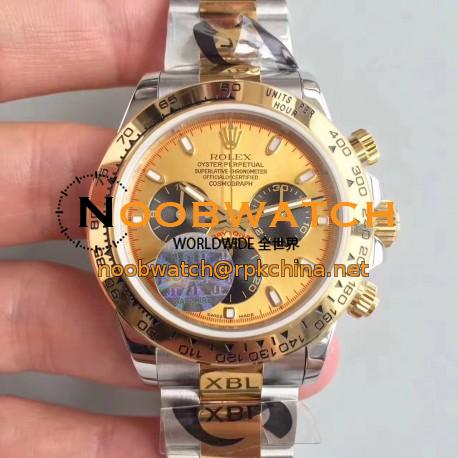 Replica Rolex Daytona Cosmograph 116503 JF Stainless Steel & Yellow Gold Champagne & Black Dial Swiss 7750 Run 6@SEC