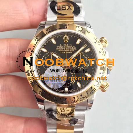 Replica Rolex Daytona Cosmograph 116503 JF Stainless Steel & Yellow Gold Black Dial Swiss 7750 Run 6@SEC