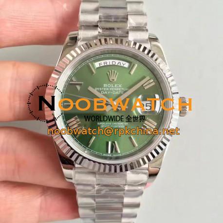 Replica Rolex Day-Date 40 228239 N Stainless Steel Green & Roman Dial Swiss 3255