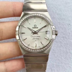 Replica Omega Constellation 123.55.38.20.99.001 38MM SSS Stainless Steel & Diamonds Silver Dial Swiss 8500