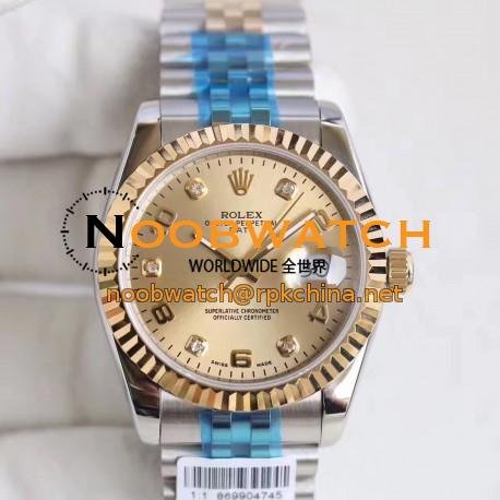 Replica Rolex Datejust 36 116233 36MM N Stainless Steel & Yellow Gold Champagne Dial Swiss 2836-2