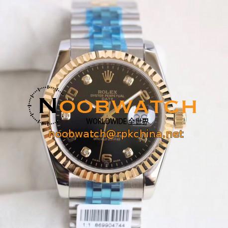 Replica Rolex Datejust 36 116233 36MM N Stainless Steel & Yellow Gold Black Dial Swiss 2836-2
