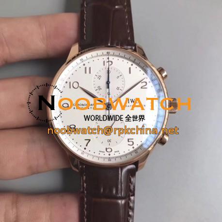 Replica IWC Portugieser Chronograph IW371480 ZF Rose Gold White Dial Swiss 7750