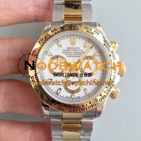 Replica Rolex Daytona Cosmograph 116503 3A 18K Yellow Gold Wrapped & Stainless Steel 904L White Dial Swiss 7750 Run 6@SEC