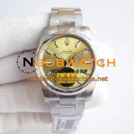 Replica Rolex Oyster Perpetual 34 114300 2018 UB Stainless Steel Champagne Dial Swiss 2836-2