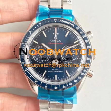 Replica Omega Speedmaster Moonwatch Moonphase Chronograph 304.33.44.52.03.001 BF Stainless Steel Blue Dial Swiss 9300