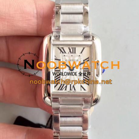 Replica Cartier Tank Anglaise Ladies W5310022 GS Stainless Steel Silver Dial Swiss Quartz