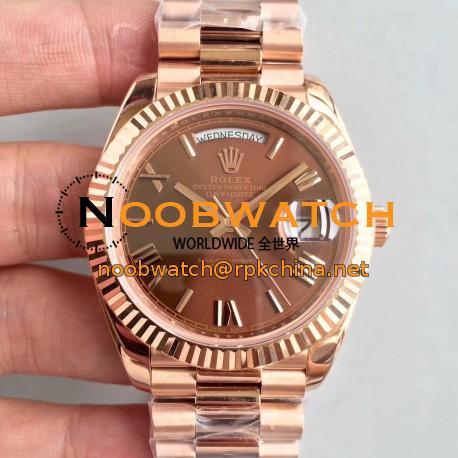 Replica Rolex Day-Date 40 228235 40MM AR Stainless Steel 904L With 18K Rose Gold Wrapped Chocolate Dial Swiss 3255