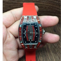 Replica Richard Mille RM007 Lady Stainless Steel Red Diamonds Dial M6T51