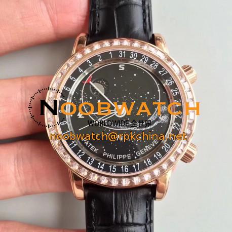 Replica Patek Philippe Grand Complications Sky Moon Celestial 6104R-001 N Rose Gold & Diamonds Black Dial Swiss 240 LU CL C