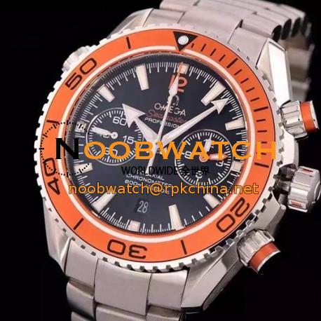 Replica Omega Seamaster Planet Ocean Chronograph 45MM Stainless Steel Black Dial Swiss 9300
