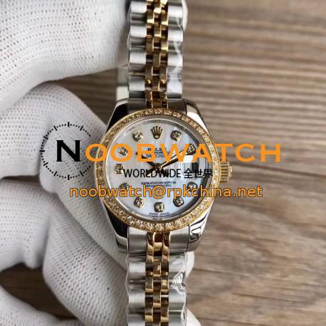 Replica Rolex Lady Datejust 28 279383BR 28MM WF Stainless Steel & Yellow Gold Mother Of Pearl Dial Swiss 2671