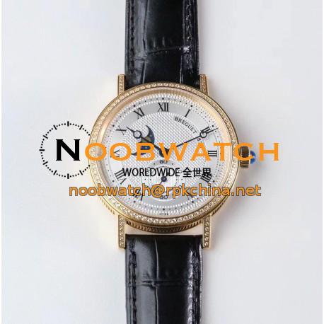 Replica Breguet Classique Moonphase 4396 GXG Yellow Gold & Diamond Silver Dial Swiss 5165R