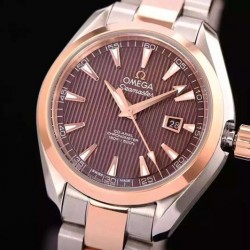 Replica Omega Aqua Terra Lady 34MM Rose Gold & Stainless Steel Brown Dial Swiss 8520