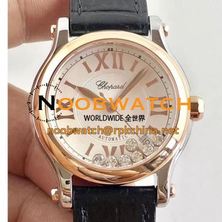 Replica Chopard Happy Sport 36MM Automatic 278559-6001 N Stainless Steel & Rose Gold Silver & Diamond Dial Swiss 2892