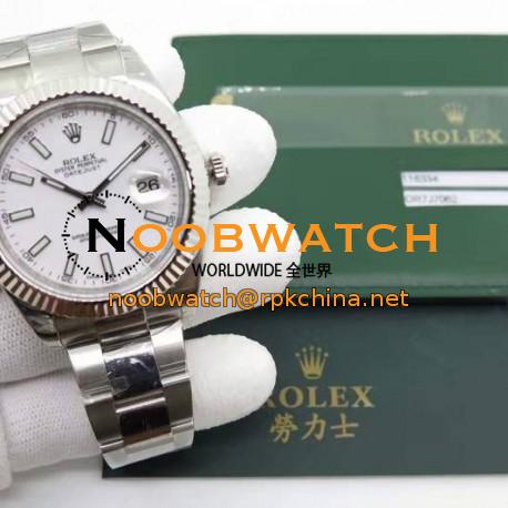 Replica Rolex Datejust II 116334 41MM EW Stainless Steel White Dial Swiss 3136