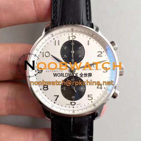 Replica IWC Portugieser Chronograph IW3714-11 ZF Stainless Steel White & Black Dial Swiss 7750