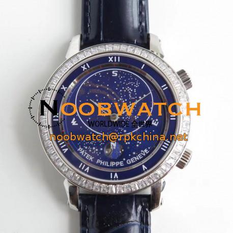 Replica Patek Philippe Grand Complications Sky Moon Celestial 5102G N Stainless Steel & Diamond Blue Dial Swiss 240 LU CL C