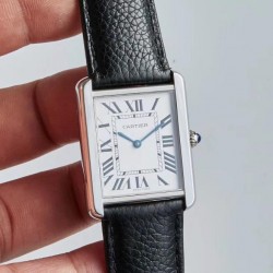 Replica Cartier Tank Solo Ladies 35MM WSTA0028 AF Stainless Steel Silver Dial Swiss Ronda Quartz