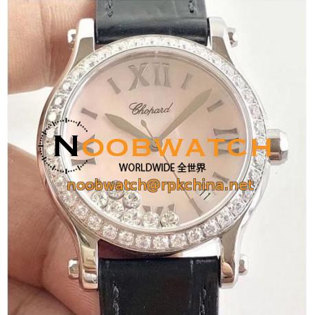 lReplica Chopard Happy Sport 36MM Automatic 278559 Noob Stainless Steel & Diamond Pink Dial Swiss 2892