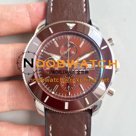 Replica Breitling Superocean Heritage II Chronograph 46 A1331233/Q616 Noob Stainless Steel Brown Dial Swiss 7750