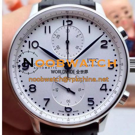 Replica IWC Portuguese IW371417 Chronograph Stainless Steel White Dial Blue Markers Swiss IWC 89000