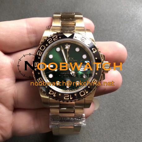 Replica Rolex GMT-Master II 116718LN GM Stainless Steel 904L With Yellow Plated Gold Green Dial Swiss 2836-2