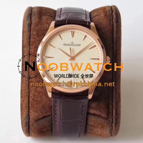 Replica Jaeger-LeCoultre Master Ultra Thin Date 1282510 ZF Rose Gold Beige Dial Swiss JLC 899/1