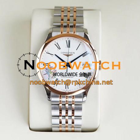 Replica Longines Record L2.821.4.11.6 AF Stainless Steel & Rose Gold White Dial Swiss L888.4