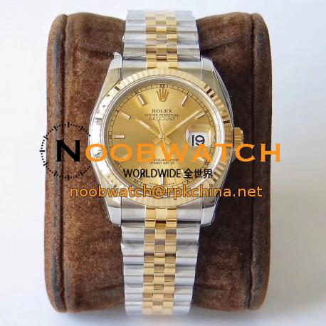 Replica Rolex Datejust 36MM 116233 AR V2 Stainless Steel & Yellow Gold Champagne Dial Swiss 3135