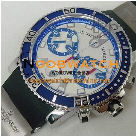 Replica Ulysse Nardin Maxi Marine Diver Chronograph Stainless Steel White Dial Swiss 7750