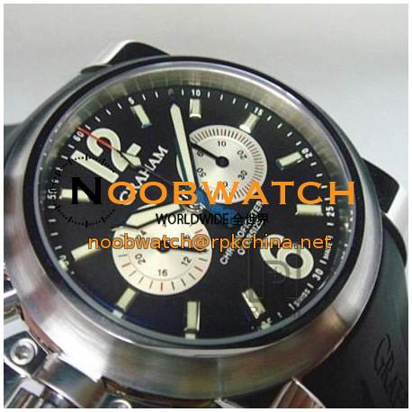 Replica Graham Chronofighter Oversize Stainless Steel Black & Silver Dial Swiss 7750