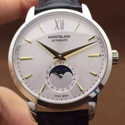 Replica Montblanc Meisterstuck Heritage Moonphase Stainless Steel Yellow Gold Markers White Dial Swiss 2914