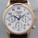 Replica Longines Master Collection Chronograph Rose Gold White Dial Swiss 7750