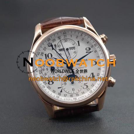 Replica Longines Conquest Classic Chronograph Moonphase Rose Gold White Dial Swiss 7751