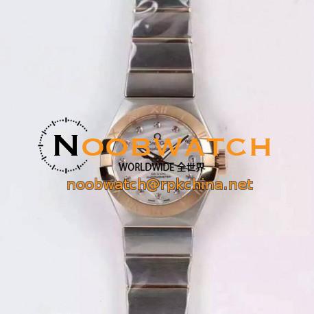 Replica Omega Constellation Double Eagle Lady 27MM Stainless Steel & Rose Gold White Dial Swiss 8520