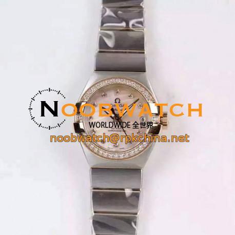 Replica Omega Constellation Double Eagle Lady 27MM Stainless Steel & Rose Gold Pink Dial Swiss 8520
