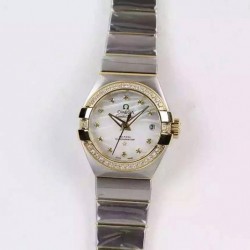 Replica Omega Constellation Double Eagle Lady 27MM Stainless Steel & Yellow Gold White Dial Swiss 8520