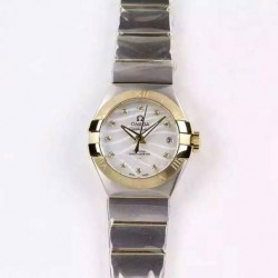 Replica Omega Constellation Double Eagle Lady 27MM Stainless Steel & Yellow Gold White Dial Swiss 8520