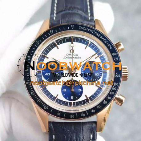 Replica Omega Speedmaster Moonwatch Limited Edition Rose Gold White & Blue Dial Swiss 1861