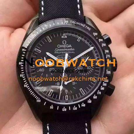 Replica Omega Speedmaster Moonwatch Anniversary Silver Snoopy PVD Black Dial Swiss 9300