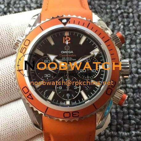 Replica Omega Seamaster Planet Ocean Chronograph Stainless Steel Black Dial Swiss 7750