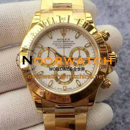 Replica Rolex Daytona Cosmograph 116508 JH Yellow Gold White Dial Swiss 4130 Run 6@SEC