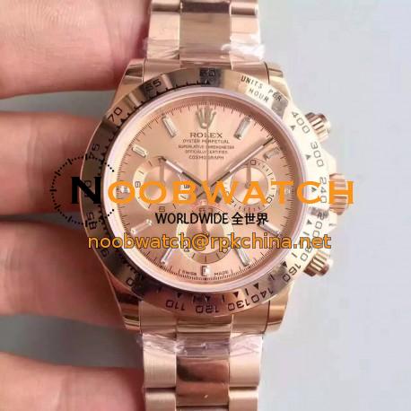 Replica Rolex Daytona Cosmograph 116505 JH Rose Gold Gold & Diamonds Dial Swiss 4130 Run 6@SEC