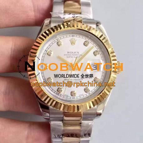 Replica Rolex Datejust 41 126333 41MM NF Stainless Steel & Yellow Gold White & Diamonds Dial Swiss 2836-2
