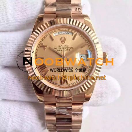 Replica Rolex Day-Date 40 228235 40MM KW Rose Gold Gold Dial Swiss 3255